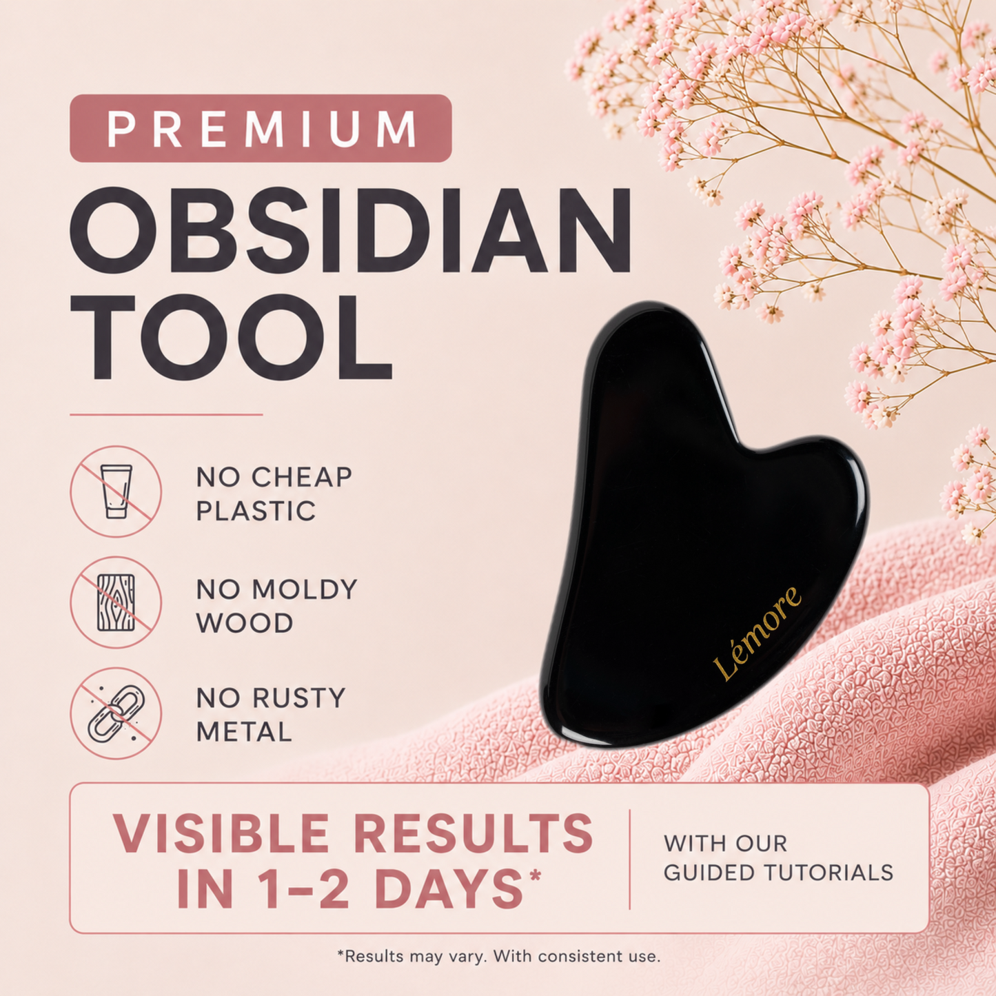 Lémore Beauty Premium Obsidian Gua Sha & Acupressure Massage Tool